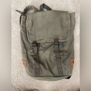 J Crew Canvas Backpack NEW Drawstring Tote Bag Military Green Rucksack Flaptop